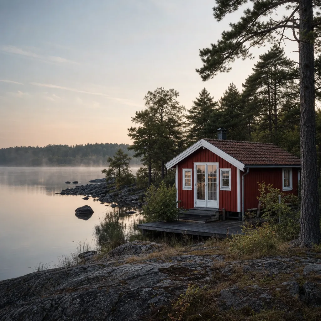 Fritidshus i skog med två nycklar i låset – sekundärbostad