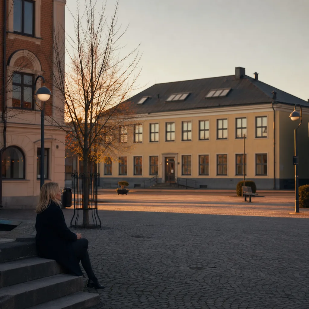 Skylt vid regionalt länsförsäkringsbolags kontor med villa i bakgrunden