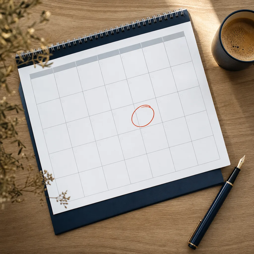 Kalender på vägg med markerade datum för försäkringens kvalifikationstid